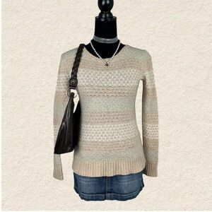 J. Crew vintage brown cream striped knit sweater
